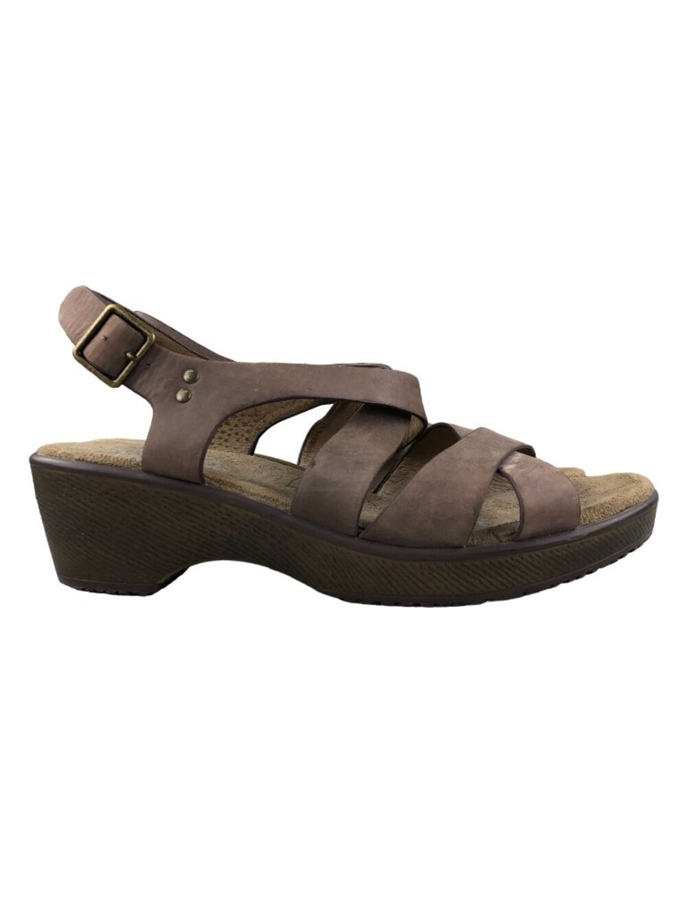 TaraM Women's Size 9 Claire Brown Leather Open Toe Strappy Block Heel Sandals